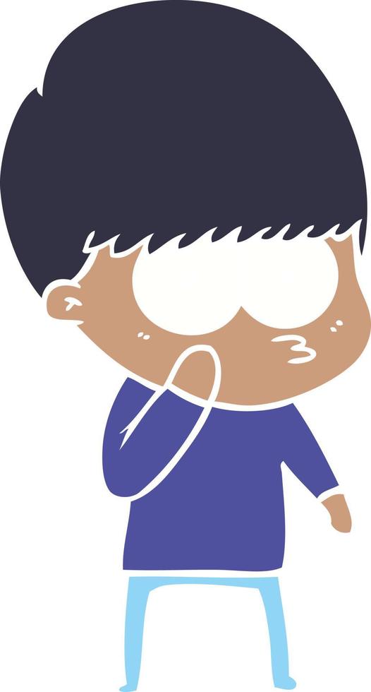 curious flat color style cartoon boy vector
