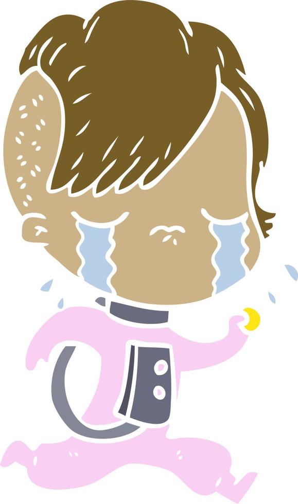 flat color style cartoon crying girl vector