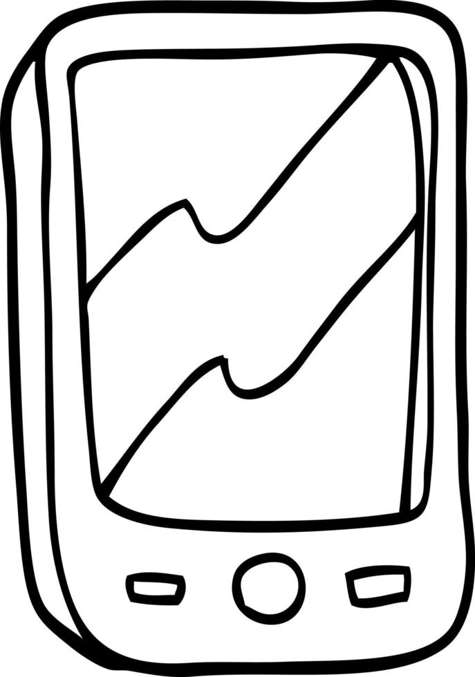 line drawing cartoon of a red mobile phone vector