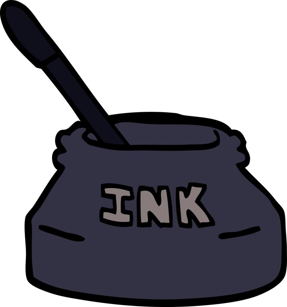 cartoon doodle ink pot vector