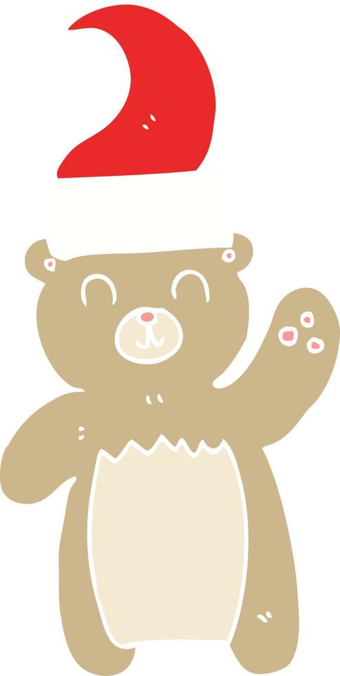 freehand drawing of a cartoon teddy bear waving vector