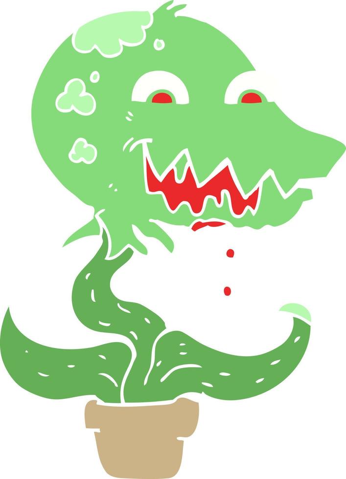 flat color illustration of a cartoon monster plant vector