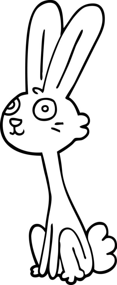 line drawing cartoon rabbit vector