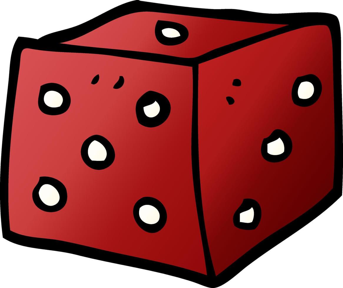 cartoon doodle red dice vector