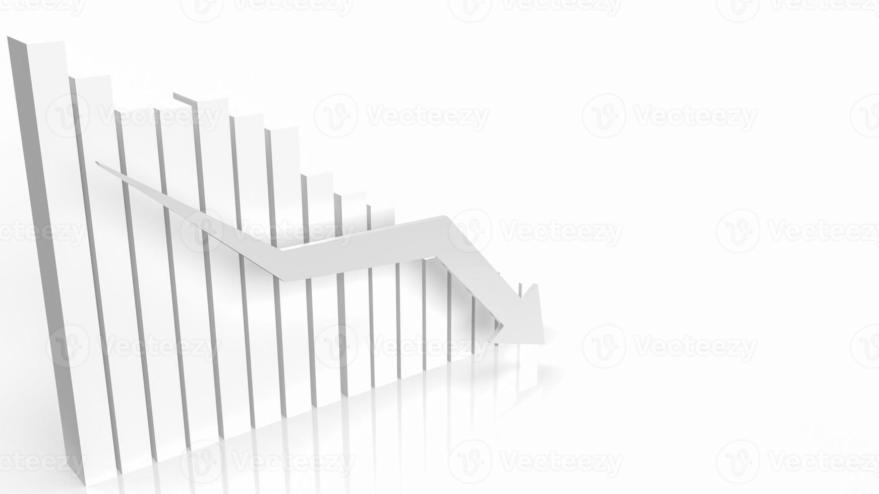 The white business chart arrow down 3d rendering photo