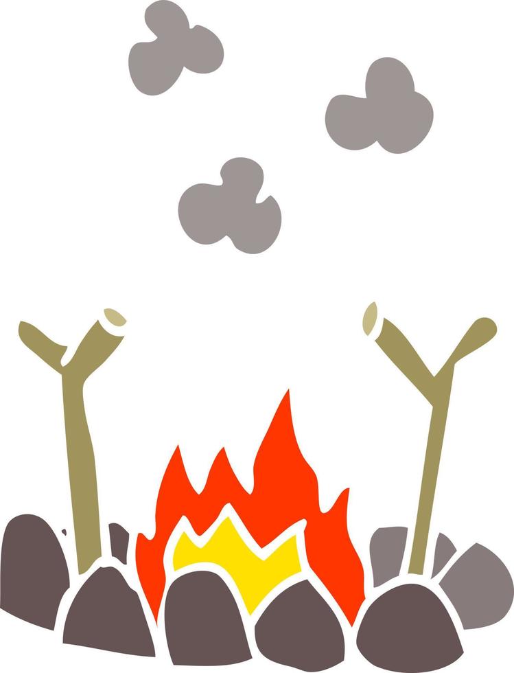 cartoon doodle camp fire vector