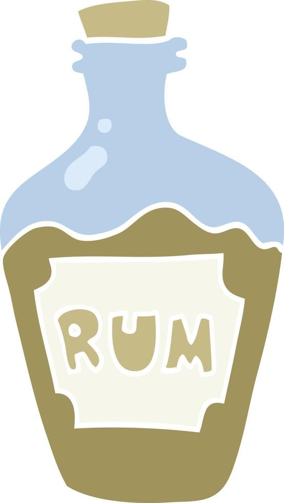 flat color illustration of a cartoon rum bottle vector