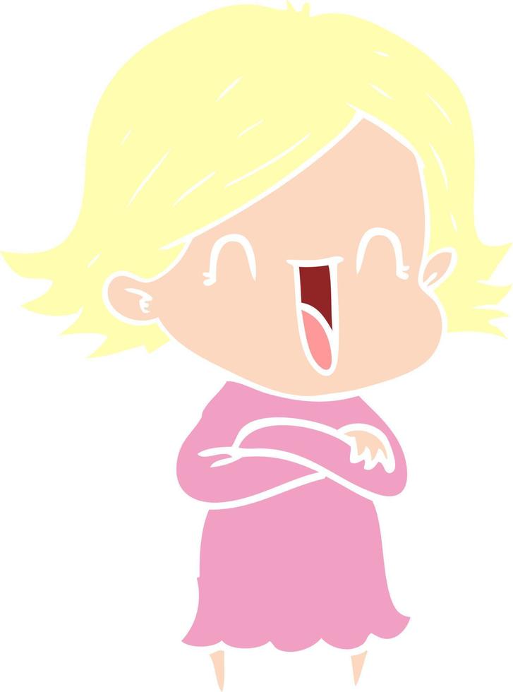 flat color style cartoon happy woman vector