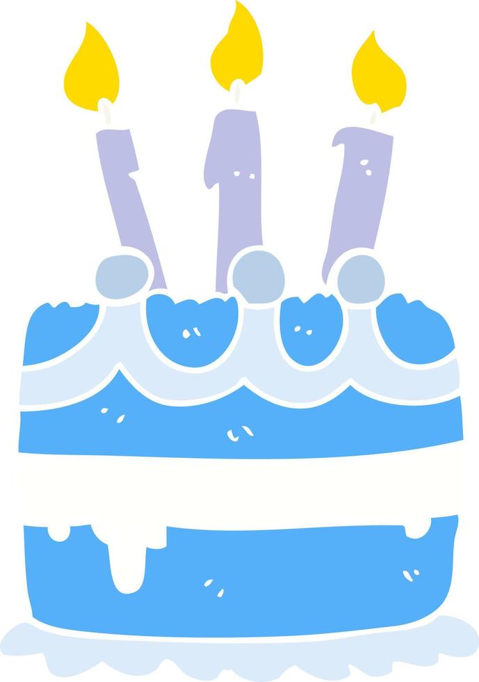 pastel de cumpleaños de dibujos animados de estilo de color plano vector