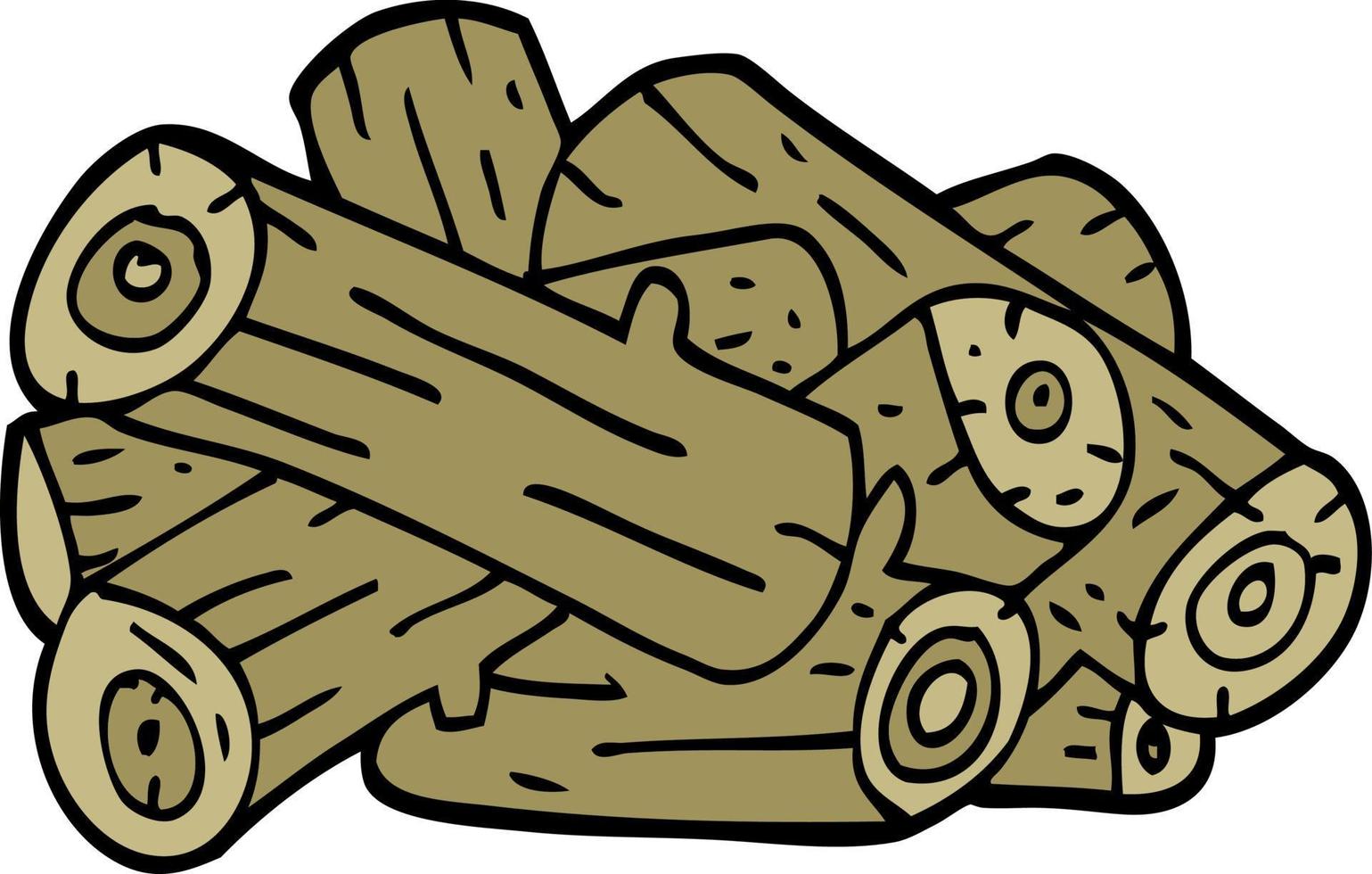 cartoon doodle pile of logs vector