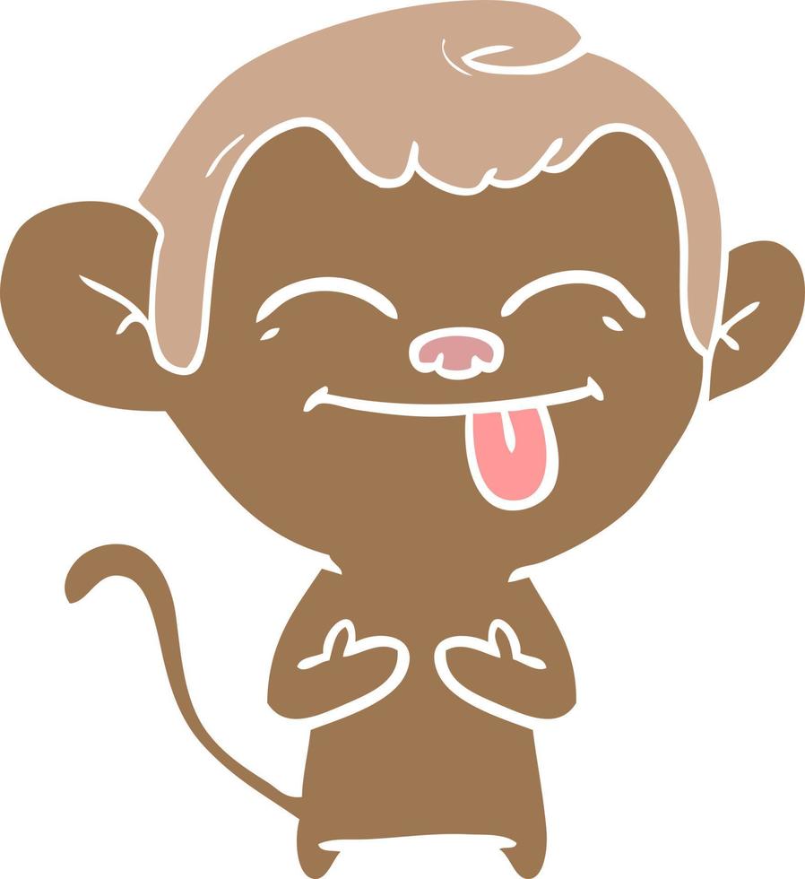 funny flat color style cartoon monkey vector