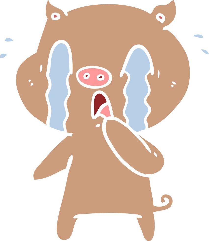 crying pig flat color style cartoon vector