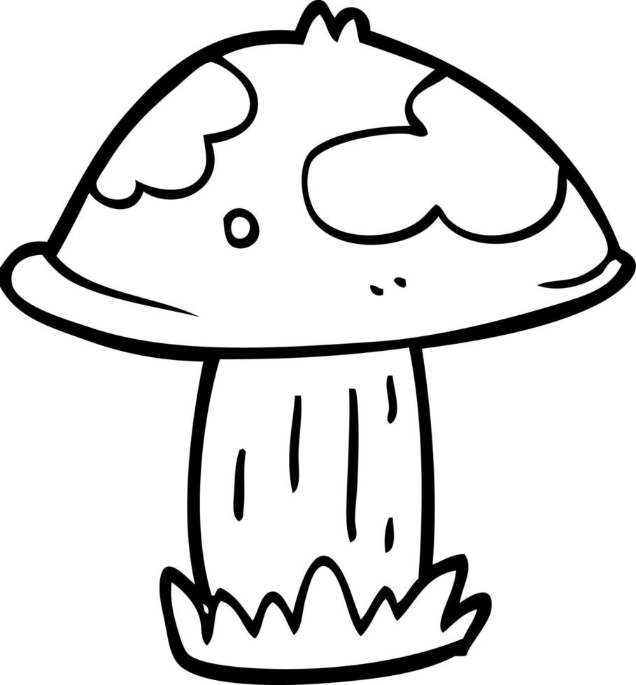 line drawing cartoon wild mushroom vector