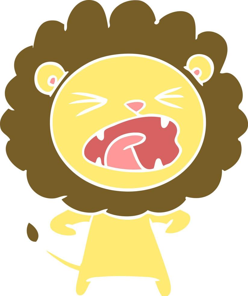 flat color style cartoon angry lion vector