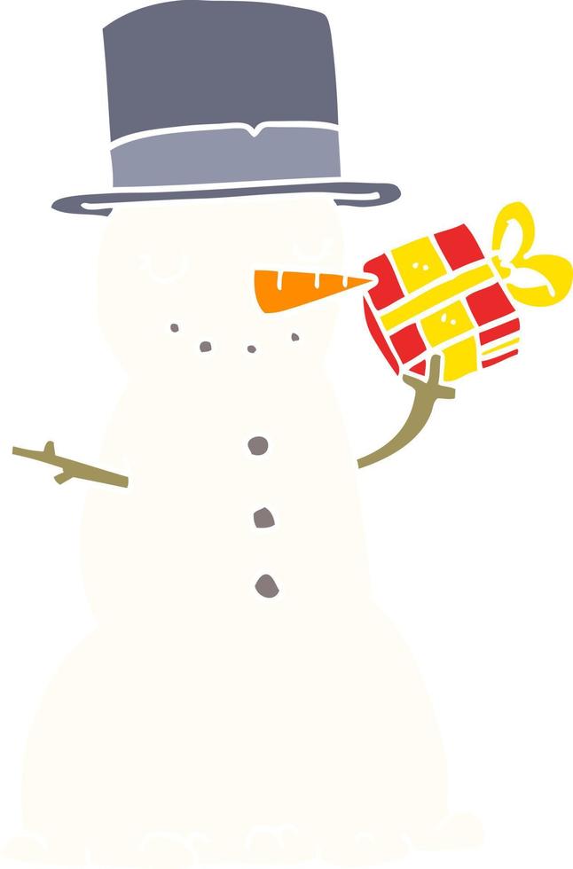 flat color style cartoon christmas snowman vector