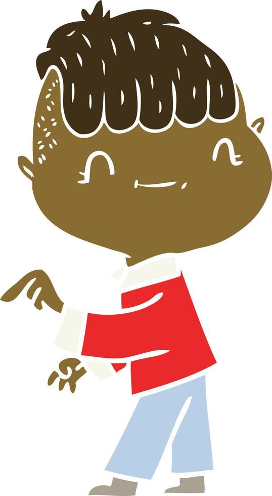 flat color style cartoon friendly boy vector