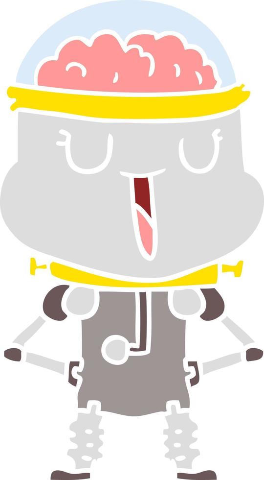 happy flat color style cartoon robot vector