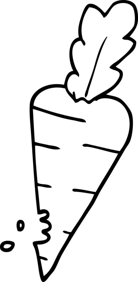 line drawing cartoon carrot with bite marks vector