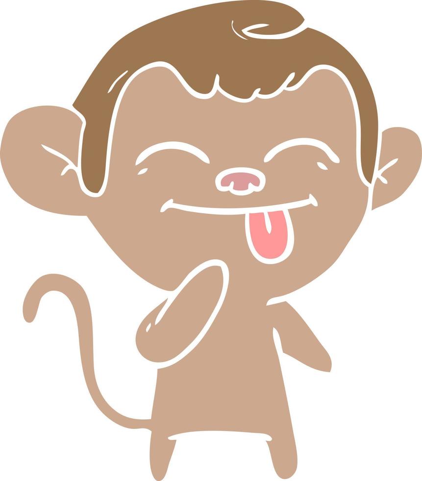 funny flat color style cartoon monkey vector