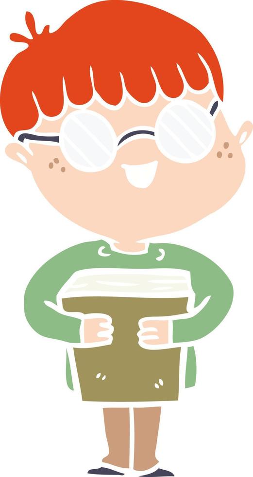 flat color style cartoon boy wearing spectacles vector