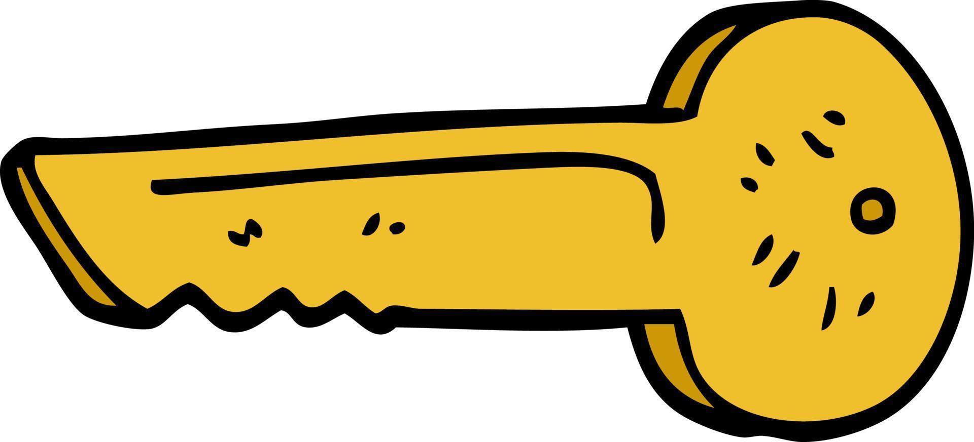 cartoon doodle gold key vector