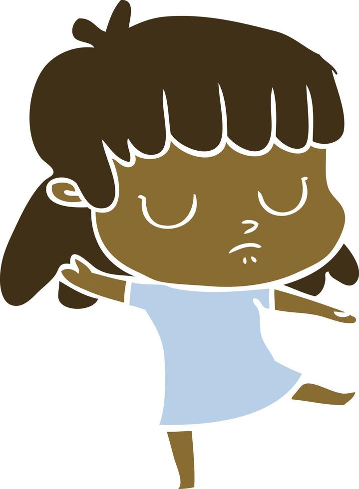 flat color style cartoon indifferent woman dancing vector