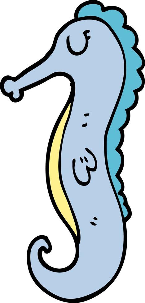 cartoon doodle sea horse vector