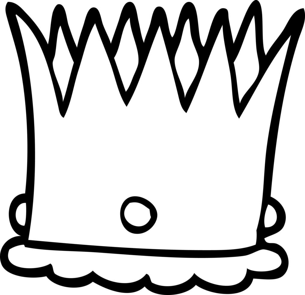 corona de plata de dibujos animados de dibujo lineal vector