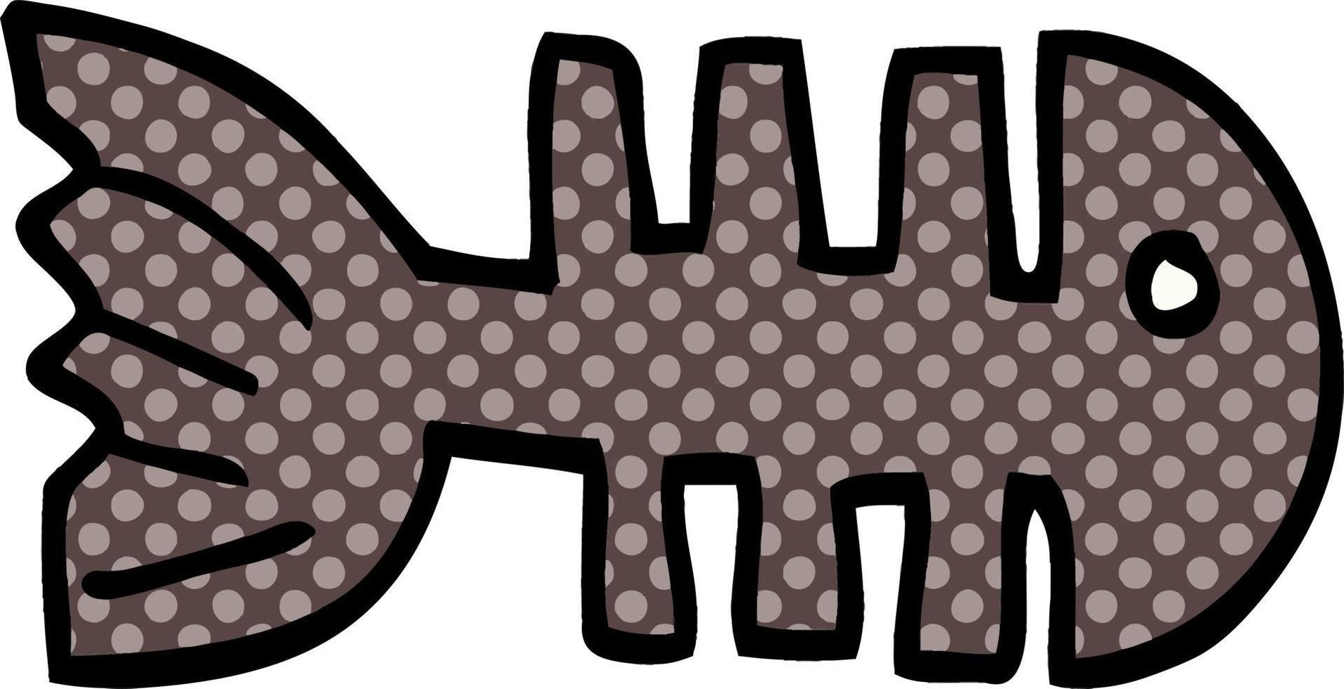 cartoon doodle fish bones vector