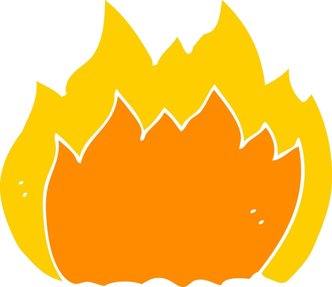 fuego de dibujos animados de estilo de color plano vector