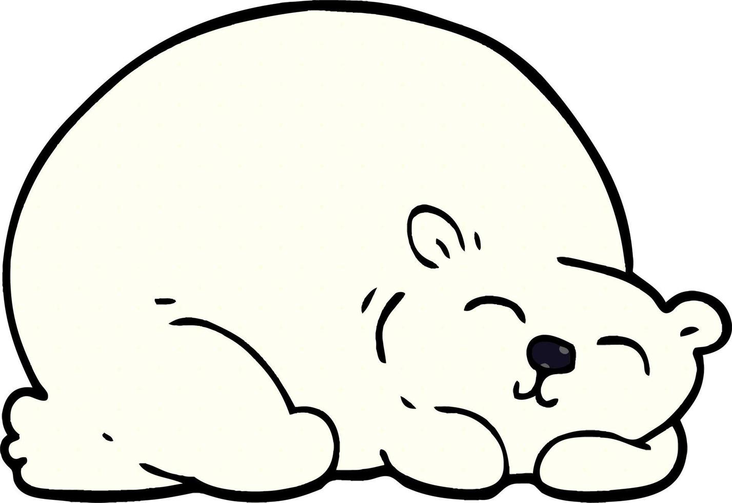 cartoon doodle happy polar bear sleeping vector