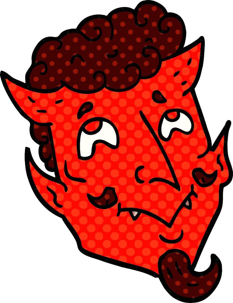 cartoon doodle devil face vector