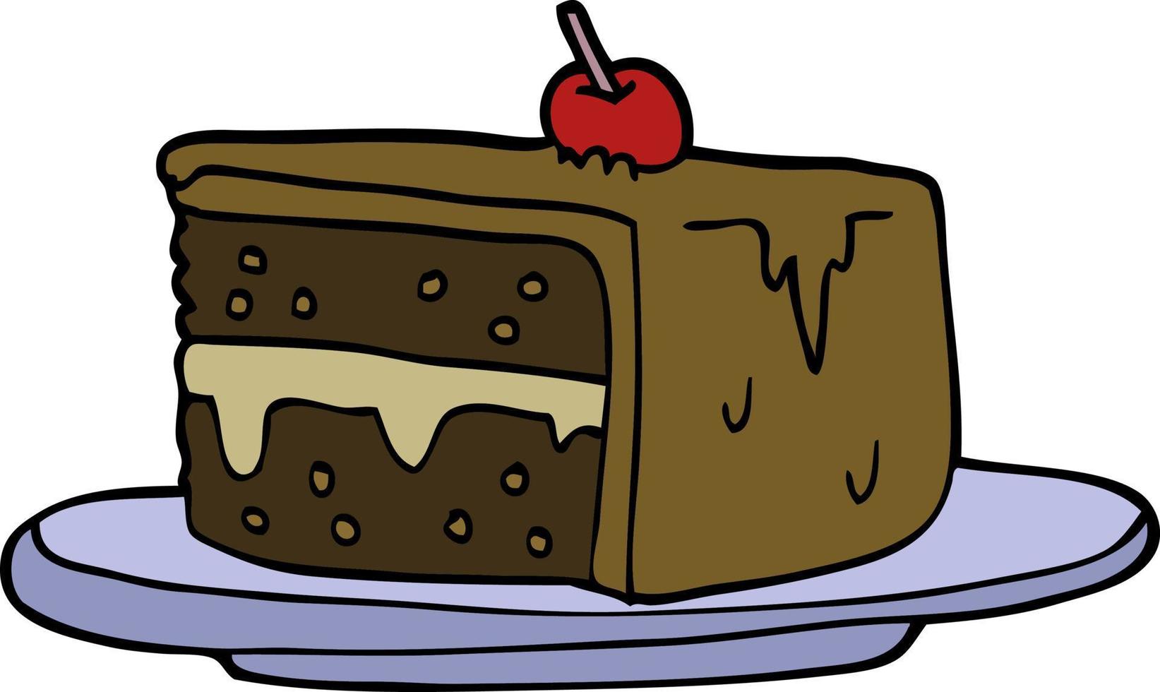 cartoon doodle slice of cake vector