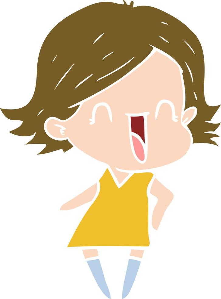 mujer feliz de dibujos animados de estilo de color plano vector