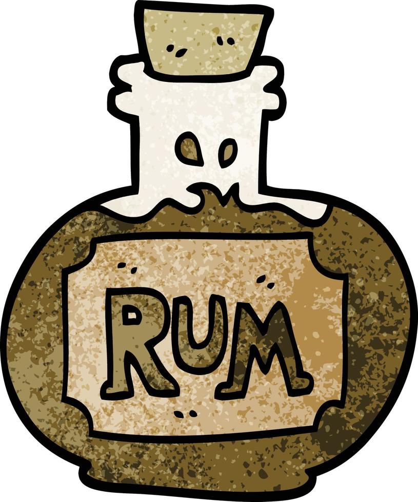 cartoon doodle old bottle of rum vector