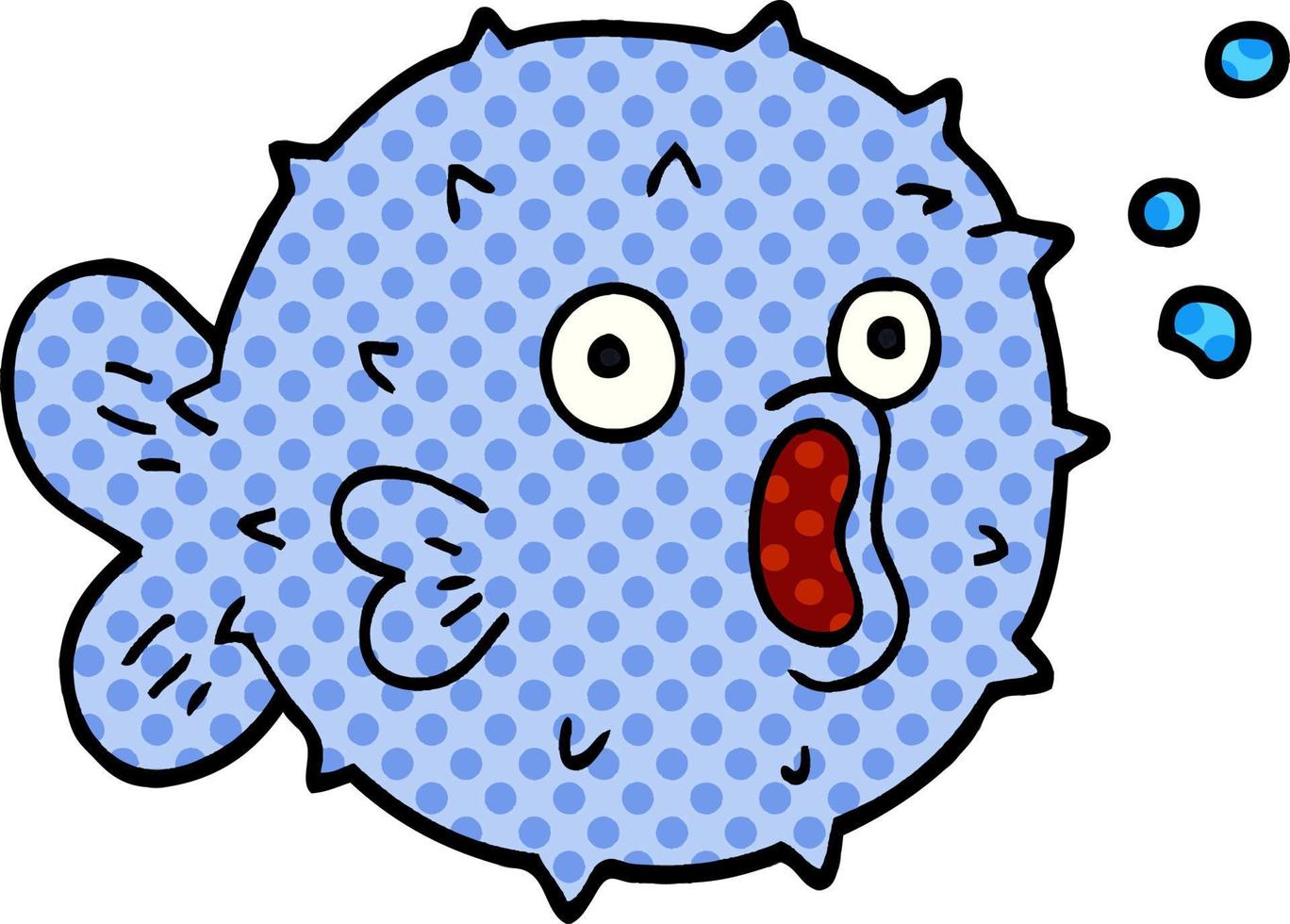 cartoon doodle blow fish vector