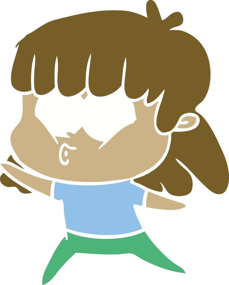 flat color style cartoon whistling girl vector