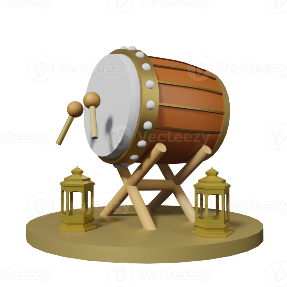 3D illustration bedug drum png