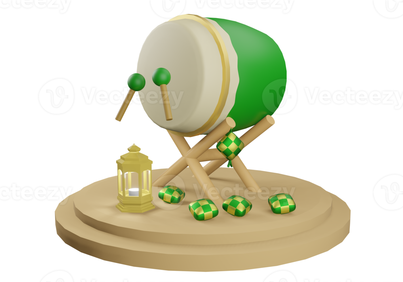 3D illustration bedug drum png