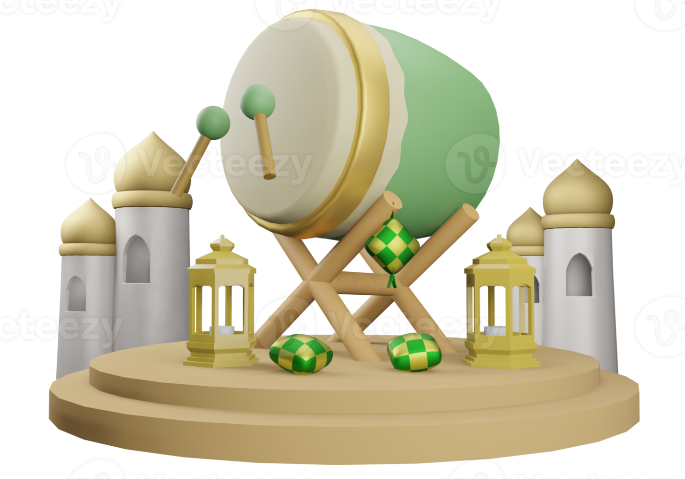 3D illustration bedug drum png
