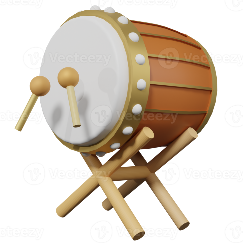 3D illustration bedug drum png