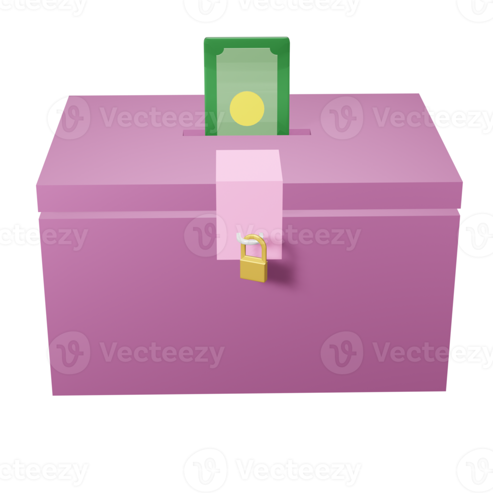 caja de donación de ilustración 3d png