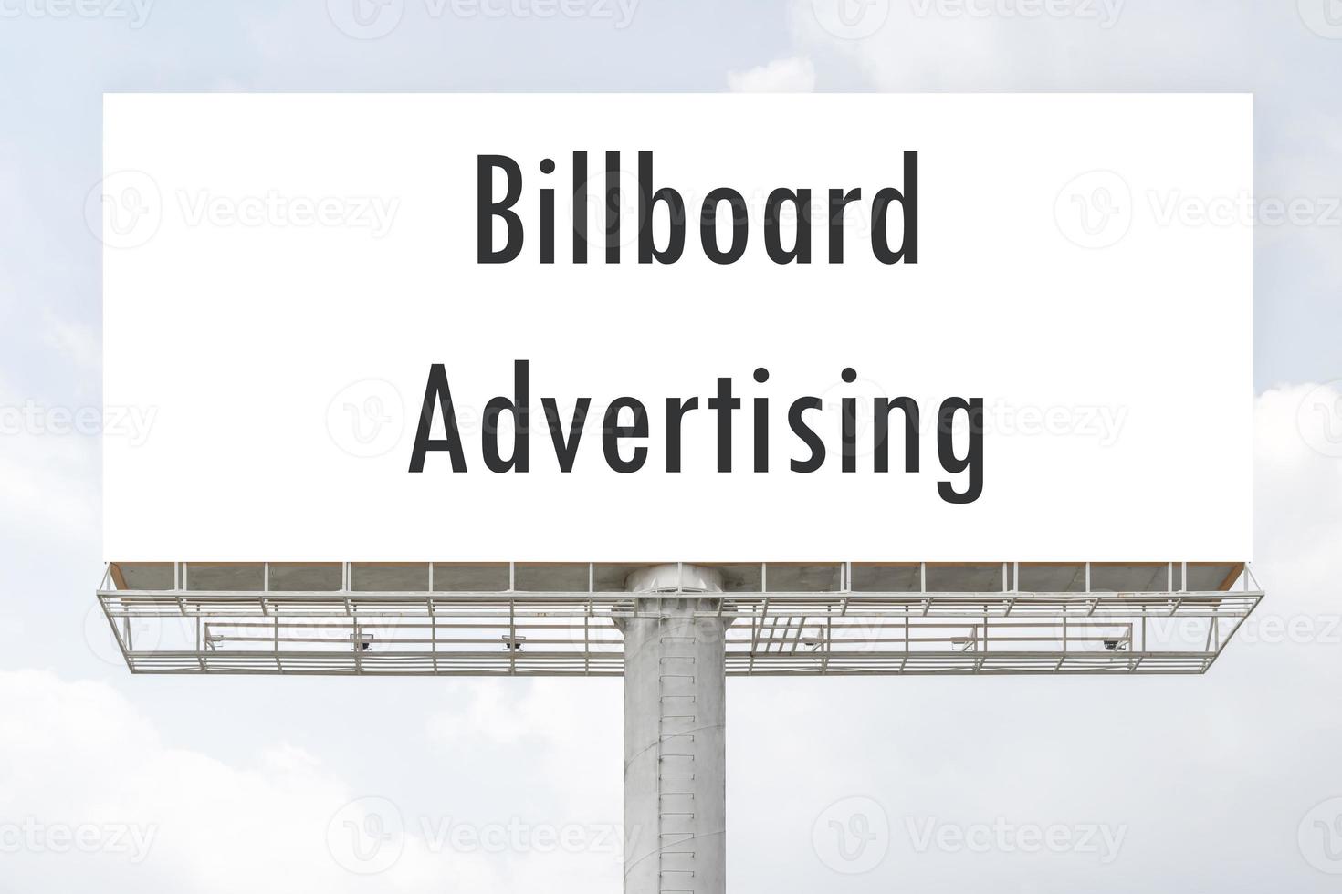 Outdoor pole billboard with mock up white screen on blue sky background with clipping path photo