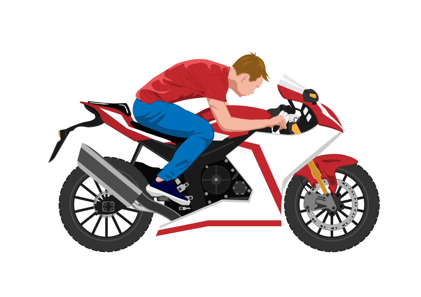 graphics drawing man riding motorcycle illustration png