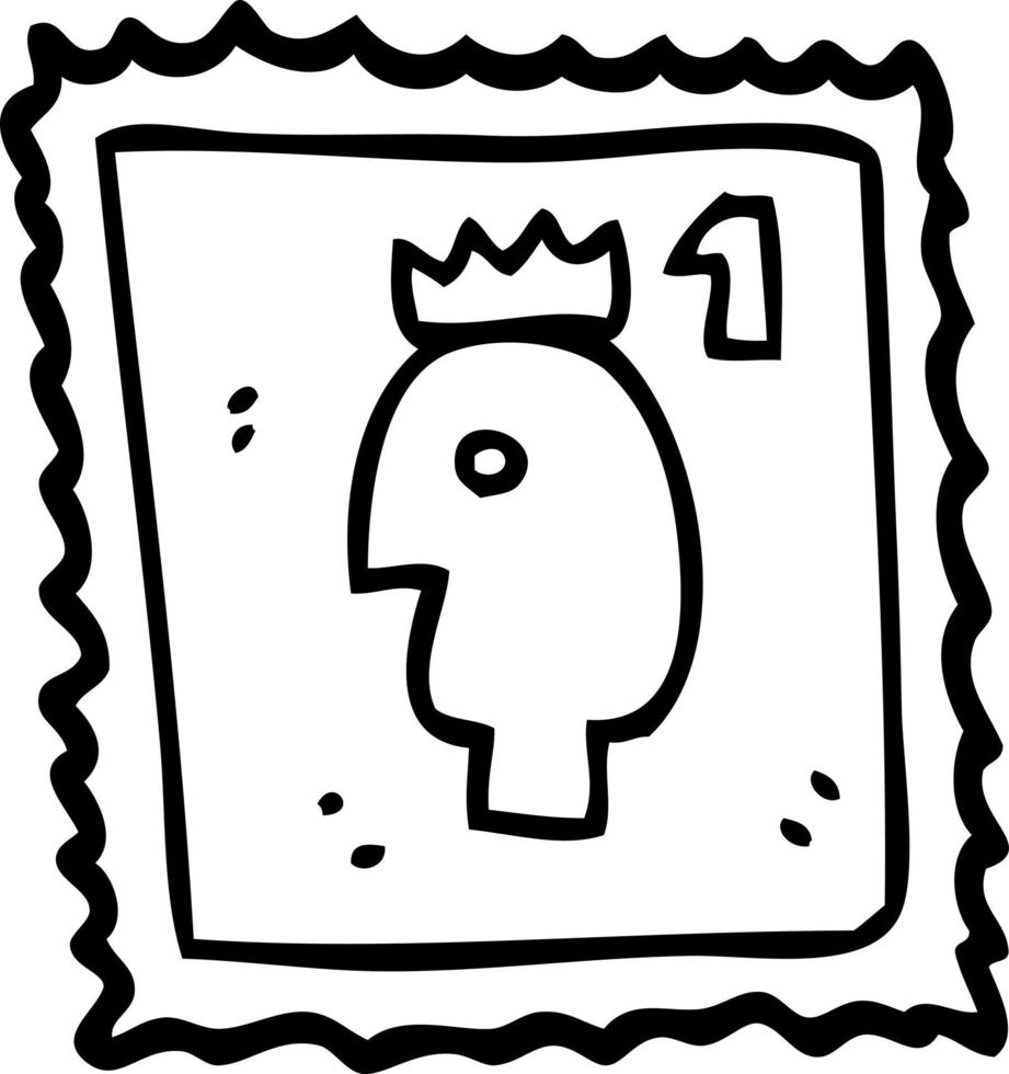 line drawing cartoon stamp with royal head vector