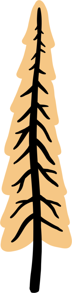 enkelhet tall träd freehand teckning platt design. png