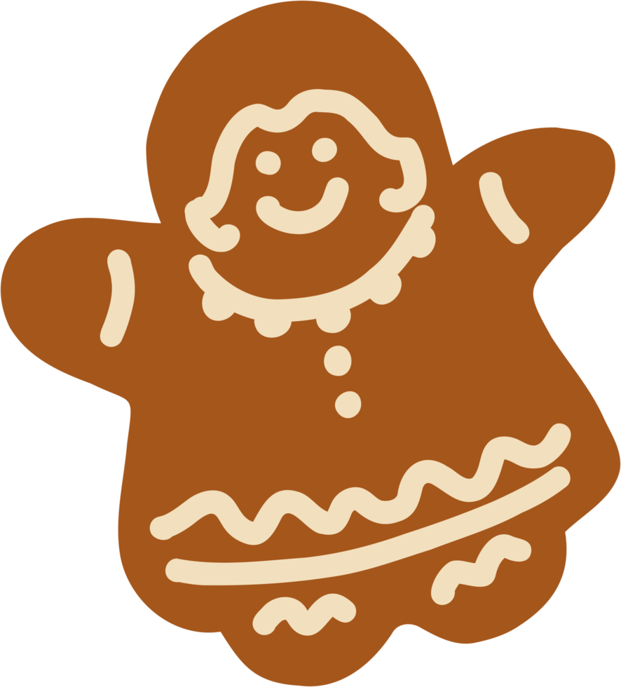 Doodle dibujo a mano alzada de galleta de pan de jengibre. png