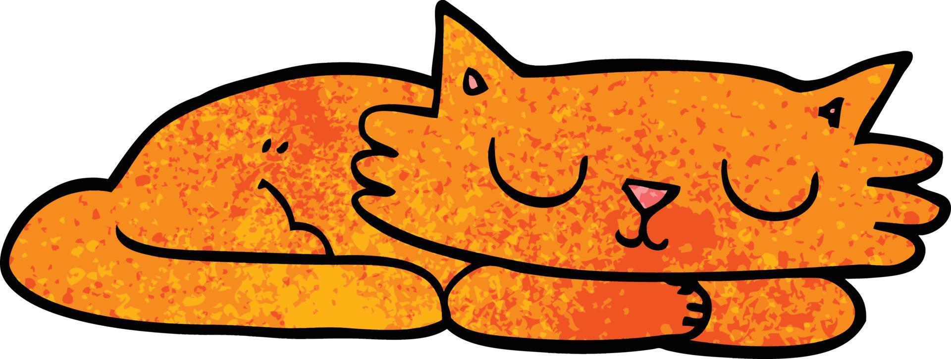 cartoon doodle sleeping cat vector