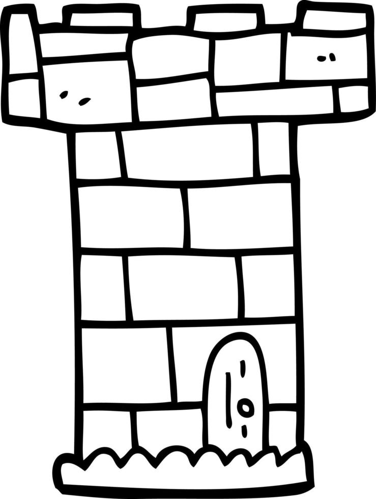 line drawing cartoon castle tower vector