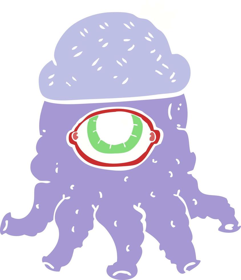 flat color illustration of a cartoon alien wearing  hat vector